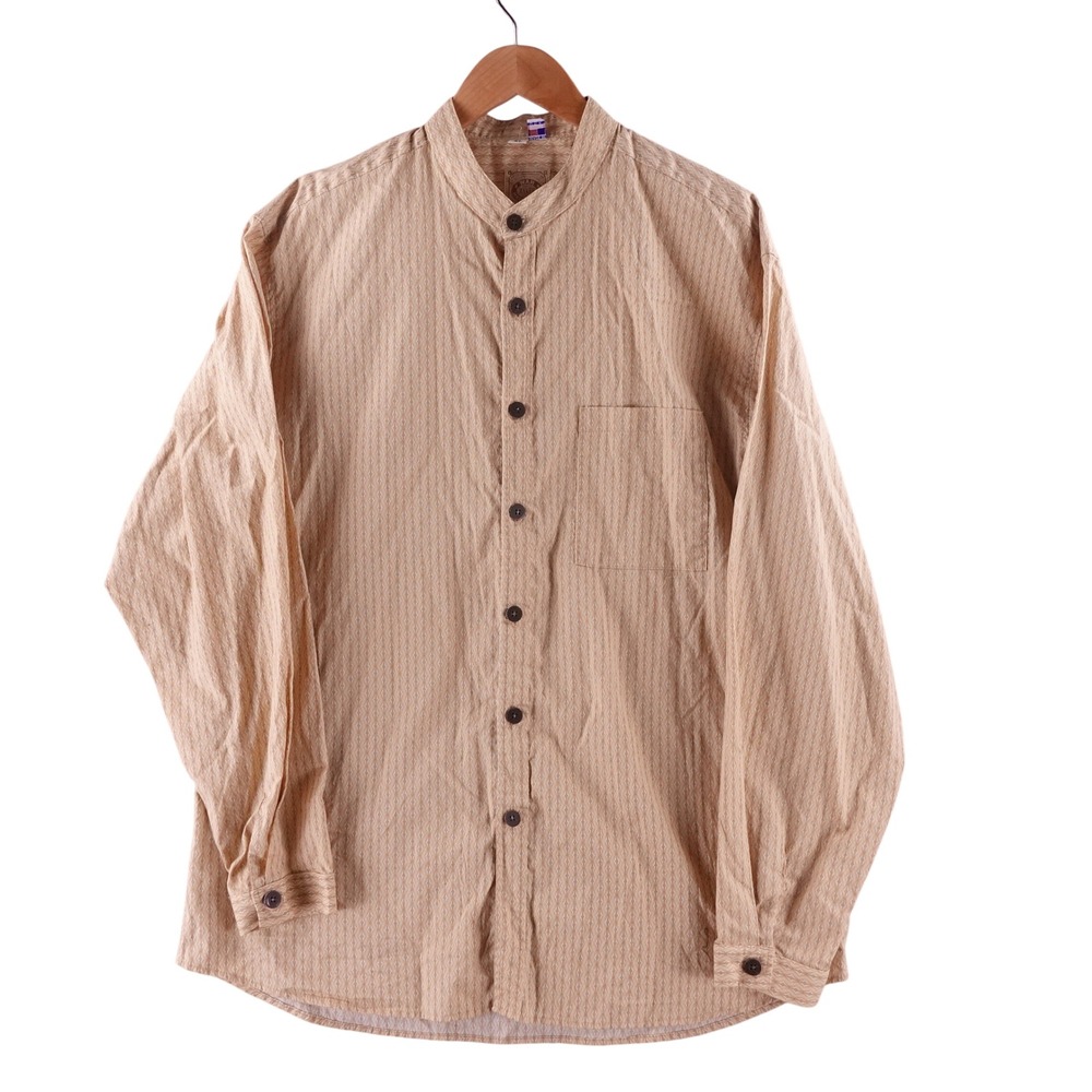 Wah Maker Frontier Clothing Mens XL Tan Geometric Diamond Grandfather Shirt USA